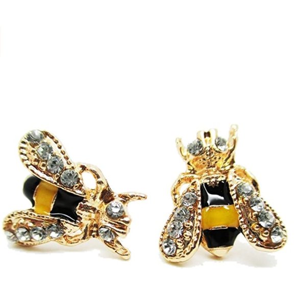 Crystal Bumble Bee Stud Earrings - Picture 8 of 8